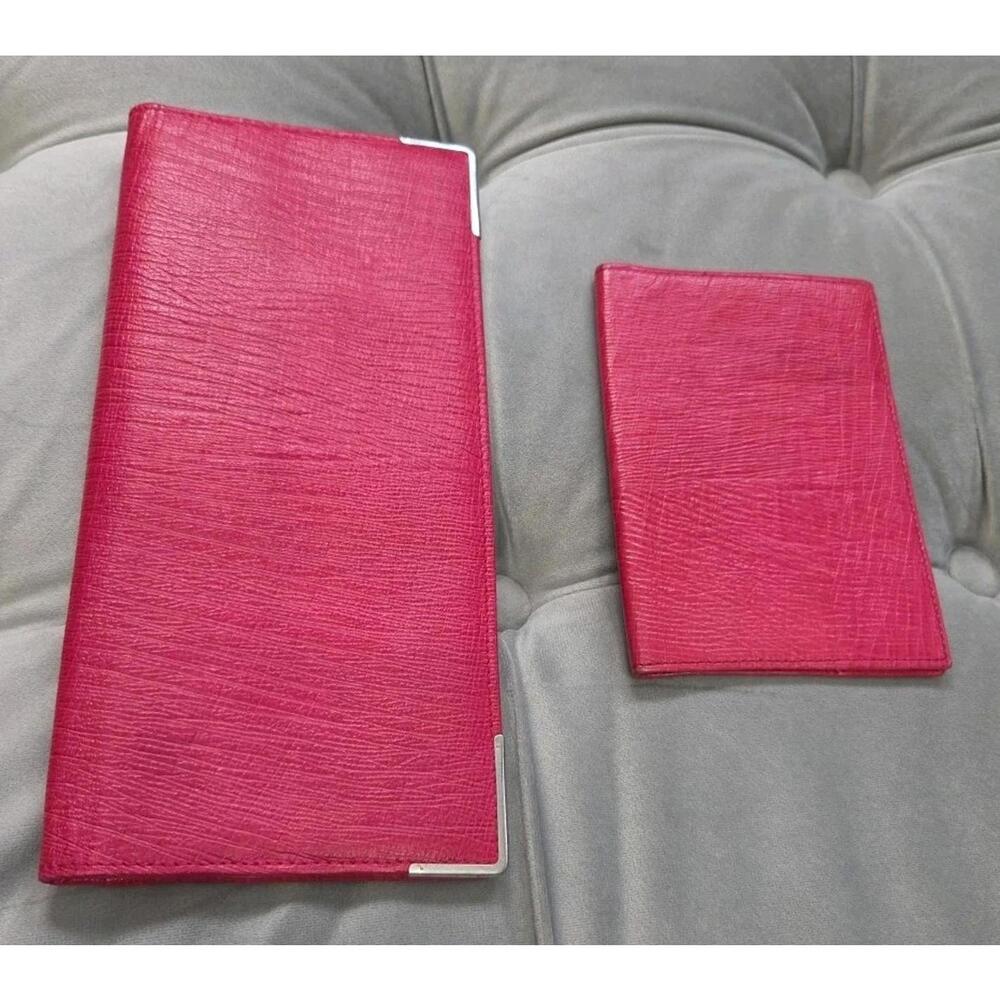 Smythson Of Bond Street Red Leather Passport Long Wallet Sterling Edges Vintage